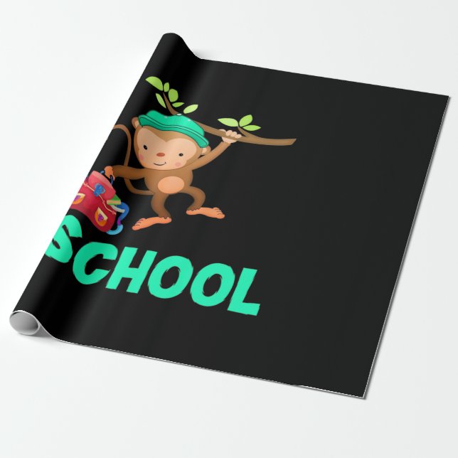 Papel De Regalo Mono De Vuelta A La Escuela (Desenrollado)