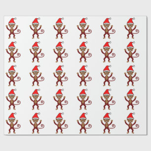 Papel De Regalo Mono fresco de Navidad