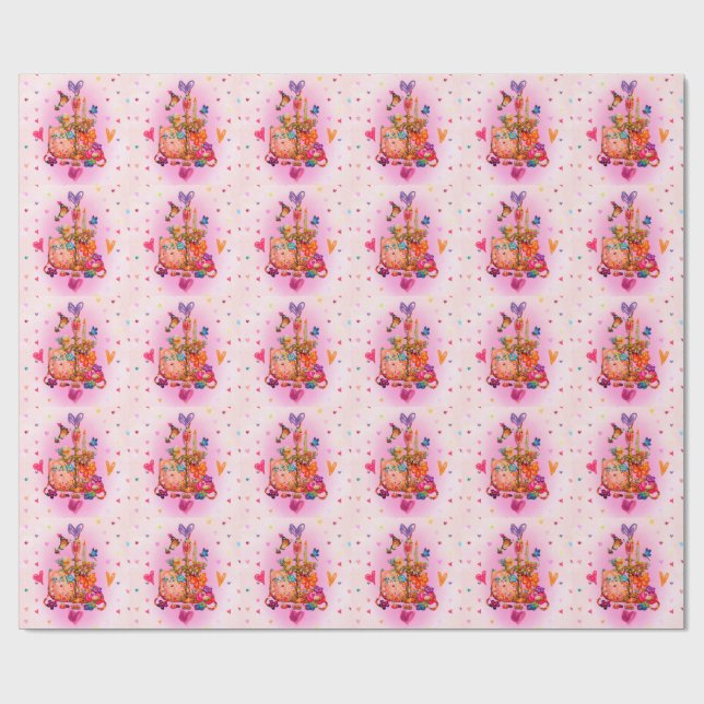 Papel De Regalo Mono Pastel Adorable (Superficie plana)