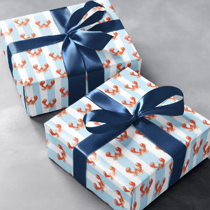 Papel De Regalo Mono Patrón de Langosta Marino Adorable