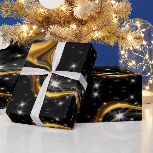 Papel De Regalo Monochrome Abstract Opulence: High-End Gold Textur (Vacaciones)