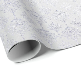 Papel De Regalo Monocromático Metálico brillante Damasco Gris plat