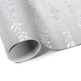 Papel De Regalo Monocromático plateado Floral Girland Metálico