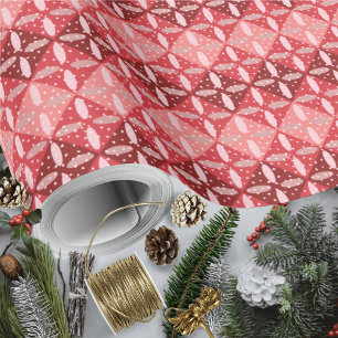 Papel De Regalo Monocromo rojo festivo geométrico y terrazo