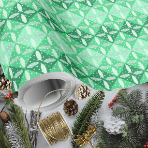 Papel De Regalo Monocromo verde festivo geométrico y terrazo