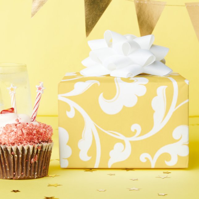 Papel De Regalo Monograma amarillo femenino elegante del estampado (Fiesta de cumpleaños )