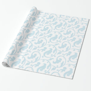 Papel De Regalo Monograma azul femenino elegante del estampado de