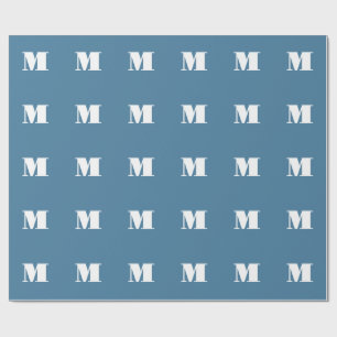 Papel De Regalo Monograma Azul Pastel Sólido Minimalista Profesion