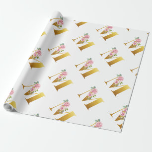 Papel De Regalo Monograma Botánico Floral Moderno