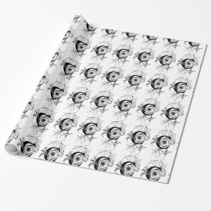 Papel De Regalo Monograma C Patrón floral inicial blanco y negro
