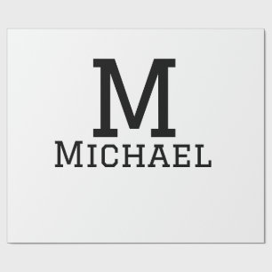 Papel De Regalo Monograma capital masculino agregar nombre simple 