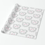 Papel De Regalo Monograma cardíaco berry de plata boda blanco rojo<br><div class="desc">Efecto plateado monograma arte de arte de cardíaco berry texto rojo y papel de envoltura de regalo blanco. Diseño de la corona que abarca las iniciales de los monogramas de sus parejas. Hay otros colores y elementos coincidentes disponibles. © Dibujo y diseño original de la hoja de Sarah Trett para...</div>