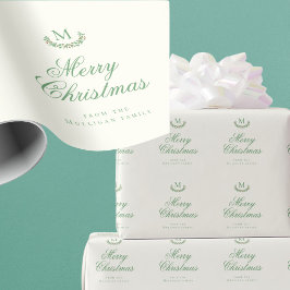 Papel De Regalo Monograma clásico de familia de Navidad