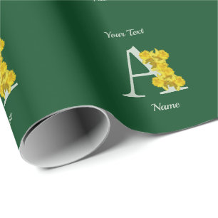 Papel De Regalo Monograma Daffodil Inicial A Cualquier Ocasión