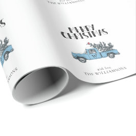 Papel De Regalo Monograma de árbol y camión de navidad