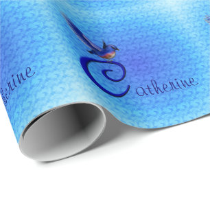 Papel De Regalo Monograma de Bluebird Inicial C Personalizado