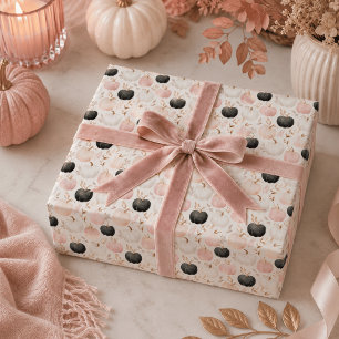 Papel De Regalo Monograma de Calabaza Moderno – Inicial Personaliz