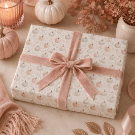 Papel De Regalo Monograma de Calabaza Pastel – Inicial Personaliza