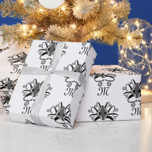 Papel De Regalo Monograma de calamar gris