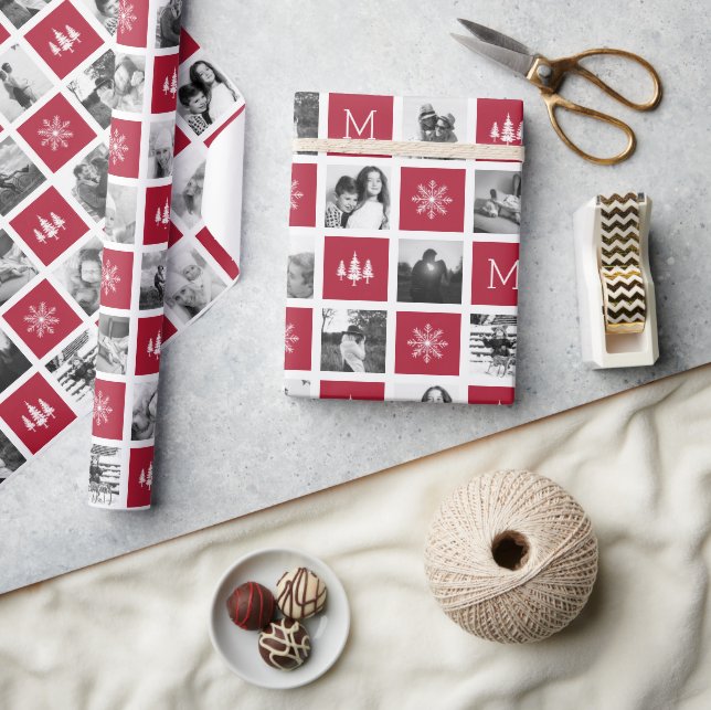 Papel De Regalo Monograma de collage | Vacaciones fotográficas en  (Artesanía)