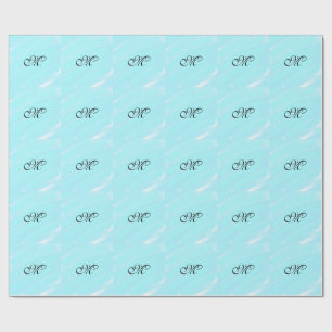 Papel De Regalo Monograma de color azul verde para añadir letra pa