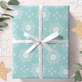 Papel De Regalo Monograma de copo de nieve moderno vacaciones de N