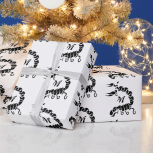Papel De Regalo Monograma de Escorpión Negro tribal