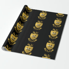 Papel De Regalo Monograma de Escudo Real Negro y Oro