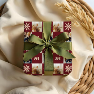 Papel De Regalo Monograma de foto de Personalizado de patrón contr