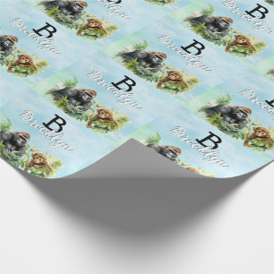 Papel De Regalo Monograma de gorila personalizada Chimpancee Jungl