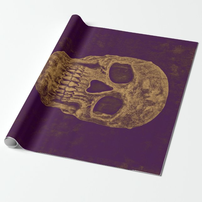 Papel De Regalo Monograma de Guay morado de oro gótico (Desenrollado)