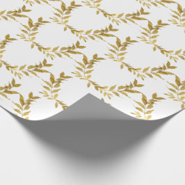 Papel De Regalo Monograma de hoja de oro blanco Boda de Moda elega