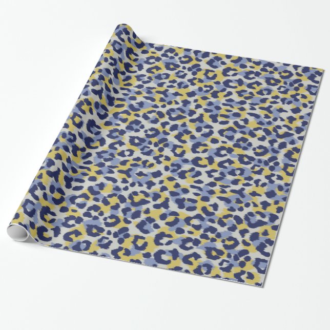 Papel De Regalo monograma de impresión de chita amarillo azul moda (Desenrollado)