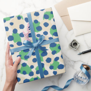 Papel De Regalo monograma de impresión de chita azul verde colorid