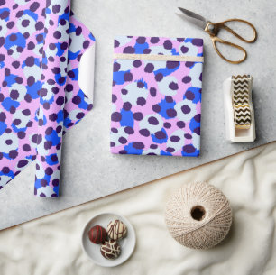 Papel De Regalo monograma de impresión de chita color rosa azul mo