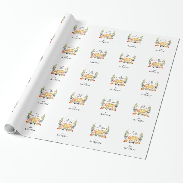 Papel De Regalo Monograma de la cena de Acción de Gracias de las c (Desenrollado)