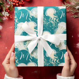 Papel De Regalo Monograma De La Temporada De Verano De Las Jellyfi
