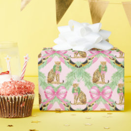 Papel De Regalo Monograma de leopardo de Navidad grandmillennial