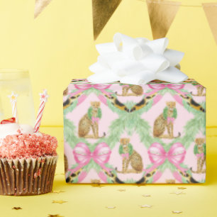 Papel De Regalo Monograma de leopardo de Navidad grandmillennial