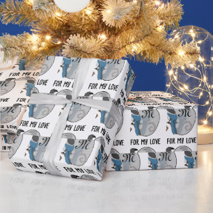 Papel De Regalo Monograma de magpie facturado negro