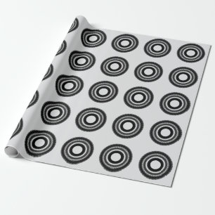 Papel De Regalo monograma de mandala negro personalizado simple añ
