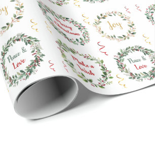Papel De Regalo Monograma de Navidades de Berry Rojas Foliage Gree