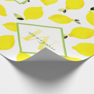 Papel De Regalo Monograma de orémbre en blanco amarillo claro