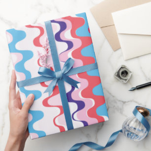 Papel De Regalo Monograma de patrón abstracto color rosa claro