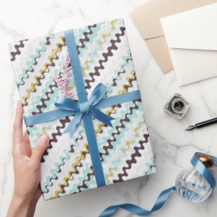 Papel De Regalo Monograma de patrón abstracto turquesa de color cl