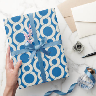 Papel De Regalo monograma de patrón de interbloqueo azul de moda