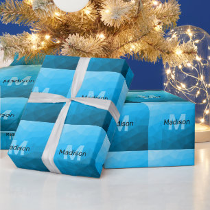 Papel De Regalo Monograma de patrón de malla geométrica con gradie