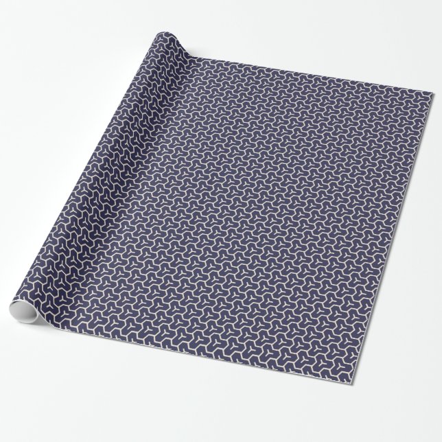 Papel De Regalo monograma de patrón geométrico abstracto de la mar (Desenrollado)