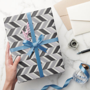 Papel De Regalo Monograma de patrón geométrico de chevron gris mod