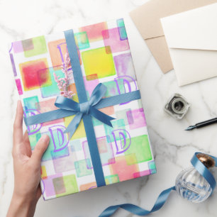 Papel De Regalo Monograma de Personalizado moderno geométrico de c
